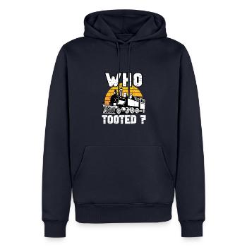 Wer hat lustige Retro-Modelleisenbahn-Dampfzüge gespielt - Männer Premium Bio Hoodie - Navy - Vorne - Nico (187cm)