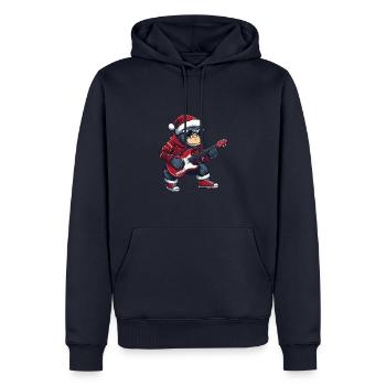 Guitare Rocker Gorilla Christmas - Sweat à capuche Premium bio Homme - bleu marine - Devant - Nico (187cm)