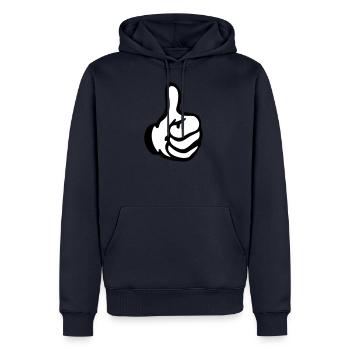 comme la main - Sweat à capuche Premium bio Homme - bleu marine - Devant - Nico (187cm)