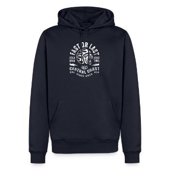 vintage retro race rider - Men’s Premium Organic Hoodie - navy - Front - Nico (187cm)