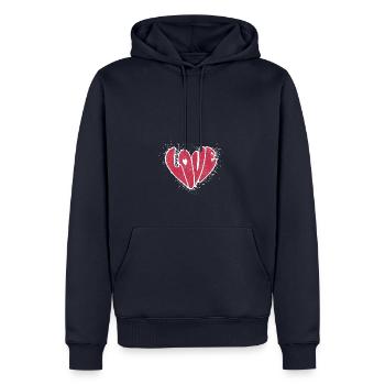 Love Heart Retro - Männer Premium Bio Hoodie - Navy - Vorne - Nico (187cm)