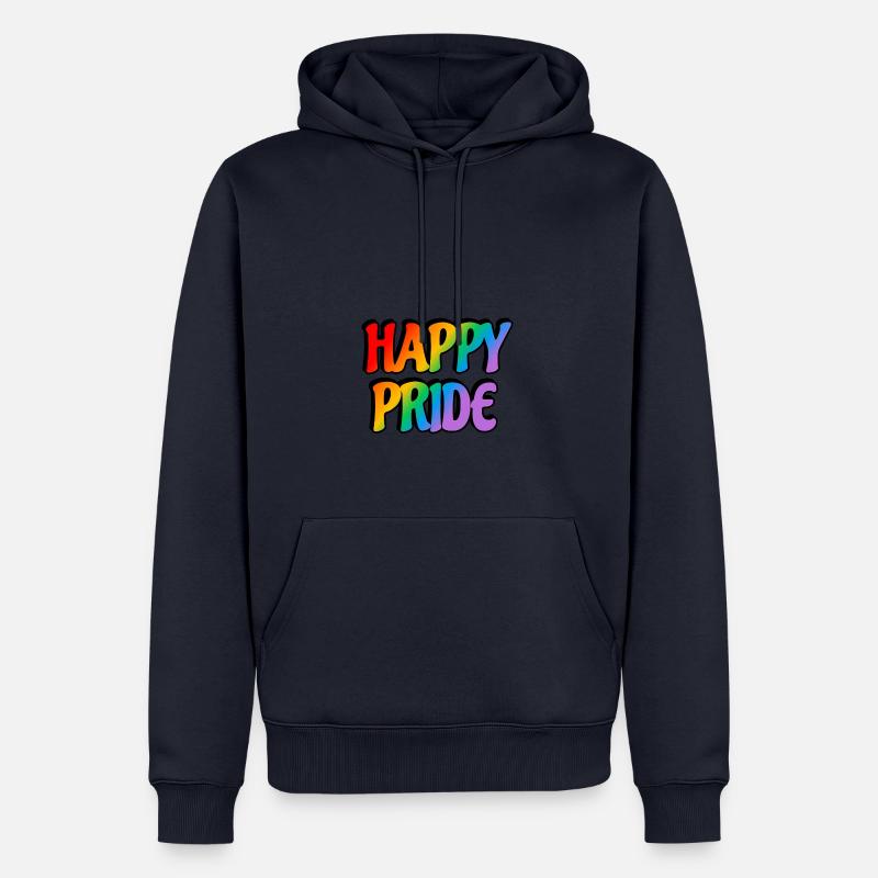 Happy Pride Regenbogen-Text - Männer Premium Bio Hoodie - Navy