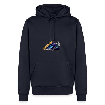 space pizza - Männer Premium Bio Hoodie - Navy - Vorne - Nico (187cm)