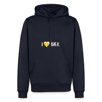 Bierliebe - Männer Premium Bio Hoodie - Navy - Vorne - Nico (187cm)