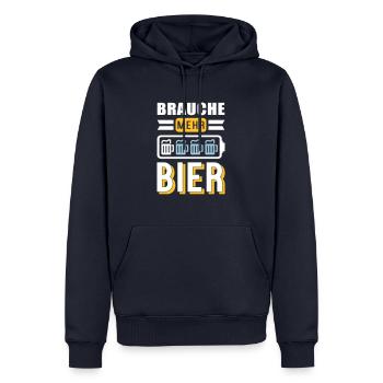 Mehr Bier (Akku) - Männer Premium Bio Hoodie - Navy - Vorne - Nico (187cm)