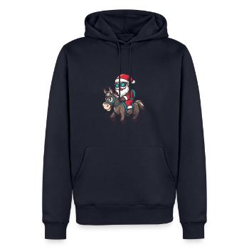 Esel Weihnachtsmann - Männer Premium Bio Hoodie - Navy - Vorne - Nico (187cm)