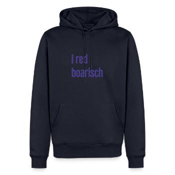I red boarisch - Männer Premium Bio Hoodie - Navy - Vorne - Nico (187cm)
