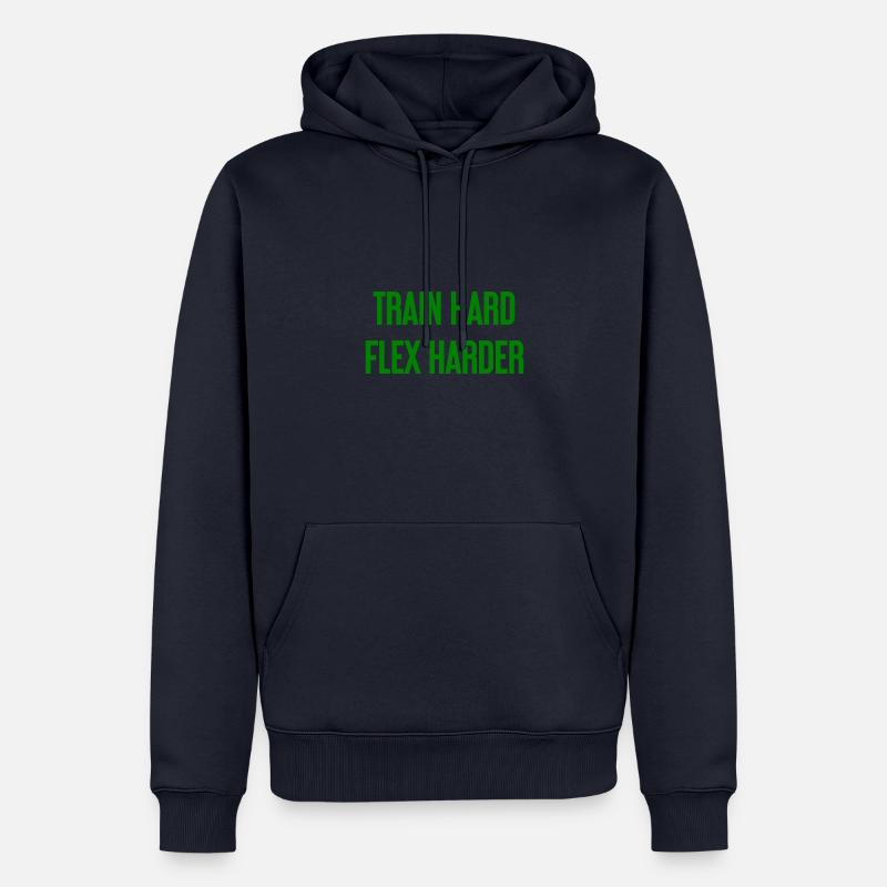 Train Hard Flex Harder - Männer Premium Bio Hoodie - Navy