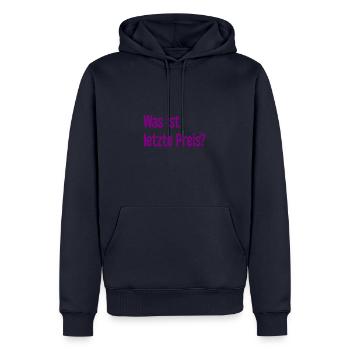 Was ist letzte Preis? - Männer Premium Bio Hoodie - Navy - Vorne - Nico (187cm)