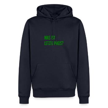 Quel est le dernier prix ? - Sweat à capuche Premium bio Homme - bleu marine - Devant - Nico (187cm)