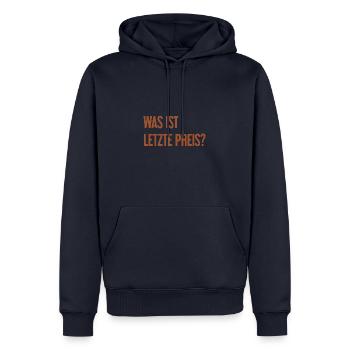 Was ist letzte Preis? - Männer Premium Bio Hoodie - Navy - Vorne - Nico (187cm)