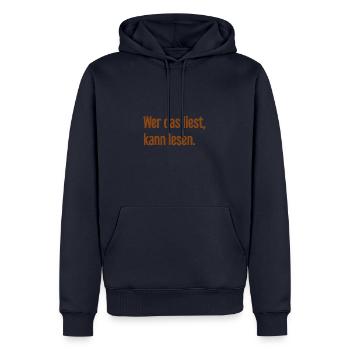 If you read this, you can read. - Men’s Premium Organic Hoodie - navy - Front - Nico (187cm)