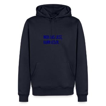 If you read this, you can read. - Men’s Premium Organic Hoodie - navy - Front - Nico (187cm)