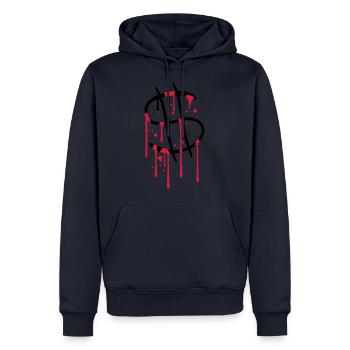 blut tropfen graffiti nass spray dollar symbol zei - Männer Premium Bio Hoodie - Navy - Vorne - Nico (187cm)