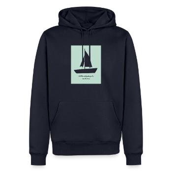 Laissez le vent vous guider vers de nouveaux horizons. - Sweat à capuche Premium bio Homme - bleu marine - Devant - Nico (187cm)