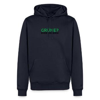 Grüne? Eher ungern! - Männer Premium Bio Hoodie - Navy - Vorne - Nico (187cm)