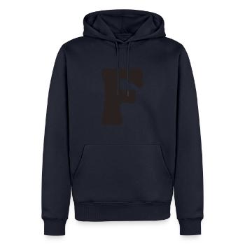 F - Men’s Premium Organic Hoodie - navy - Front - Nico (187cm)