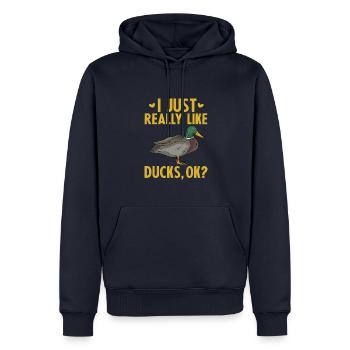 I Just Really Like Ducks OK - Männer Premium Bio Hoodie - Navy - Vorne - Nico (187cm)