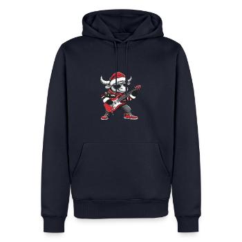 Bulle Guitare Rocker de Noël Taurus - Sweat à capuche Premium bio Homme - bleu marine - Devant - Nico (187cm)