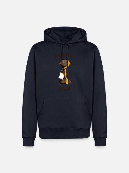 Münchner Kindl mit Dackel und Jutebeutel - Männer Premium Bio Hoodie - Navy