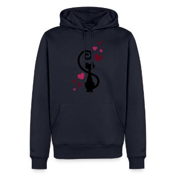 Katze Liebe Verliebt - cat in love - Geschenkidee - Männer Premium Bio Hoodie - Navy - Vorne - Nico (187cm)