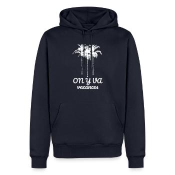 On y va (hell) - Männer Premium Bio Hoodie - Navy - Vorne - Nico (187cm)