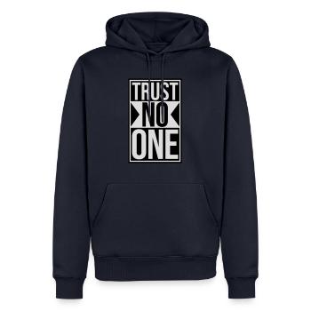 ne faites confiance à personne pour ne citer - Sweat à capuche Premium bio Homme - bleu marine - Devant - Nico (187cm)