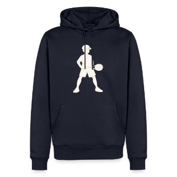 Joueur de tennis Match de tennis - Sweat à capuche Premium bio Homme - bleu marine - Devant - Nico (187cm)