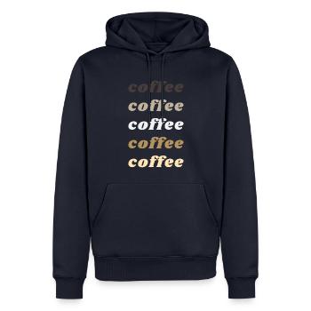 Kaffee - Männer Premium Bio Hoodie - Navy - Vorne - Nico (187cm)