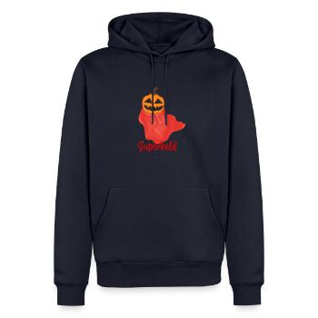 superheld, helloween,kürbis,umhang,held - Männer Premium Bio Hoodie - Navy - Vorne - Nico (187cm)