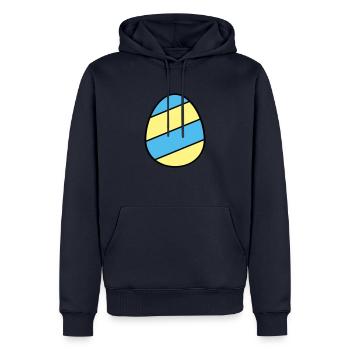 Oeuf de Pâques rayé - Sweat à capuche Premium bio Homme - bleu marine - Devant - Nico (187cm)