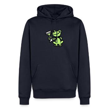 Grenouille avec mouche et cocktail 3 - Sweat à capuche Premium bio Homme - bleu marine - Devant - Nico (187cm)