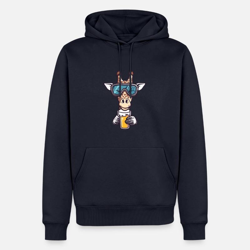 Giraffe Apres Ski Bier Comic - Männer Premium Bio Hoodie - Navy