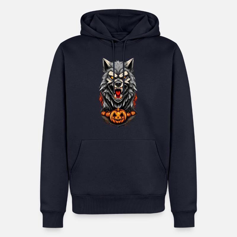 Halloween Wolf - Männer Premium Bio Hoodie - Navy