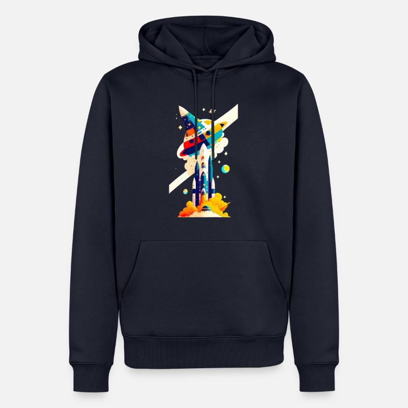 Space View / Rocket 02 - Männer Premium Bio Hoodie - Navy
