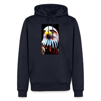 Eagle Front - Männer Premium Bio Hoodie - Navy - Vorne - Nico (187cm)