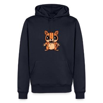 Écureuil Halloween Bande dessinée Drôle - Sweat à capuche Premium bio Homme - bleu marine - Devant - Nico (187cm)