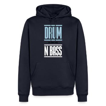 Drum and Bass Techno Music DJ - Sweat à capuche Premium bio Homme - bleu marine - Devant - Nico (187cm)