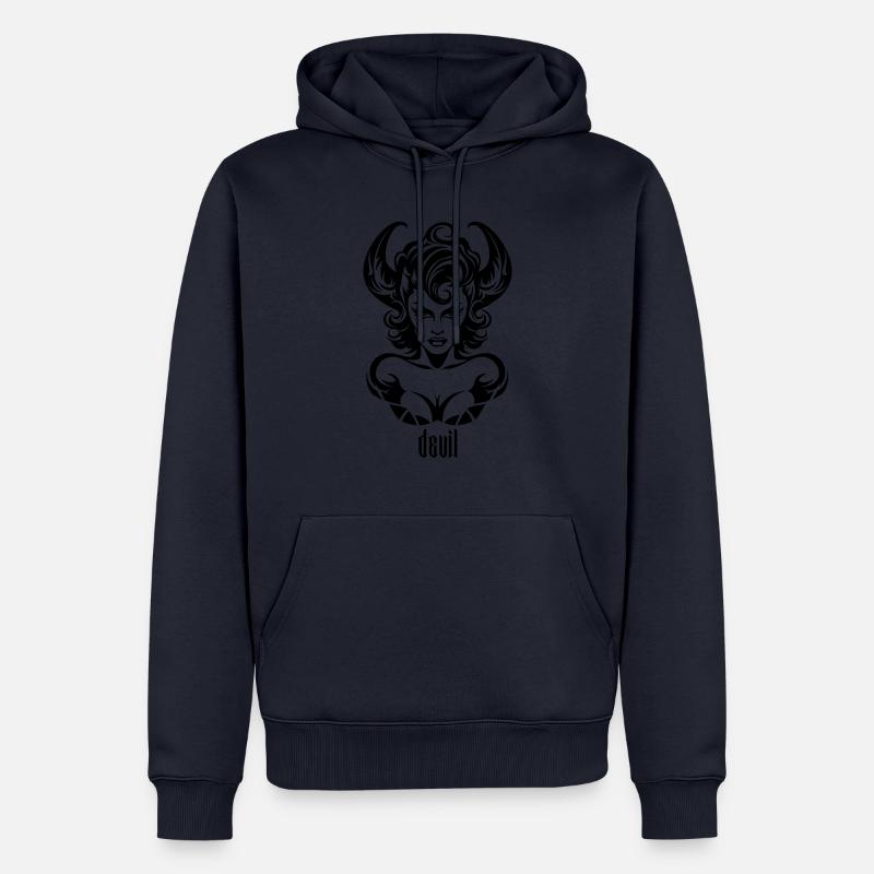 Devil Woman with devil print - Männer Premium Bio Hoodie - Navy