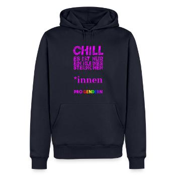 *innen Geschenkidee Gendern Feminismus queer - Männer Premium Bio Hoodie - Navy - Vorne - Nico (187cm)