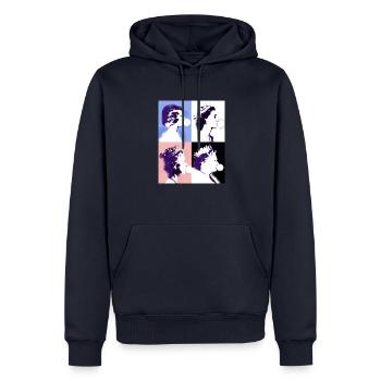 Queen II -Elizabeth England Queen,Chewing Gum,pop-art - Men’s Premium Organic Hoodie - navy - Front - Nico (187cm)
