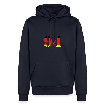 94 Numéro Jersey Allemagne - Sweat à capuche Premium bio Homme - bleu marine - Devant - Nico (187cm)