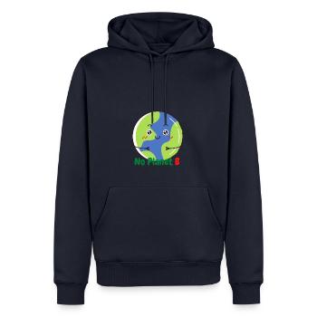 No Planet B - Sweat à capuche Premium bio Homme - bleu marine - Devant - Nico (187cm)