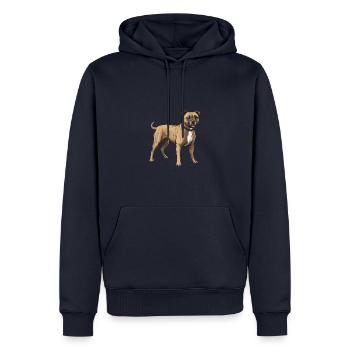 Staffordshire Bull Terrier Hund Tier - Männer Premium Bio Hoodie - Navy - Vorne - Nico (187cm)