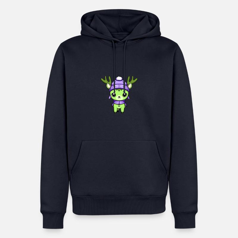 Bande dessinée d’hiver cerf - Sweat à capuche Premium bio Homme - bleu marine