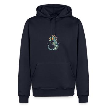 Hippocampe Halloween Bande dessinée drôle - Sweat à capuche Premium bio Homme - bleu marine - Devant - Nico (187cm)