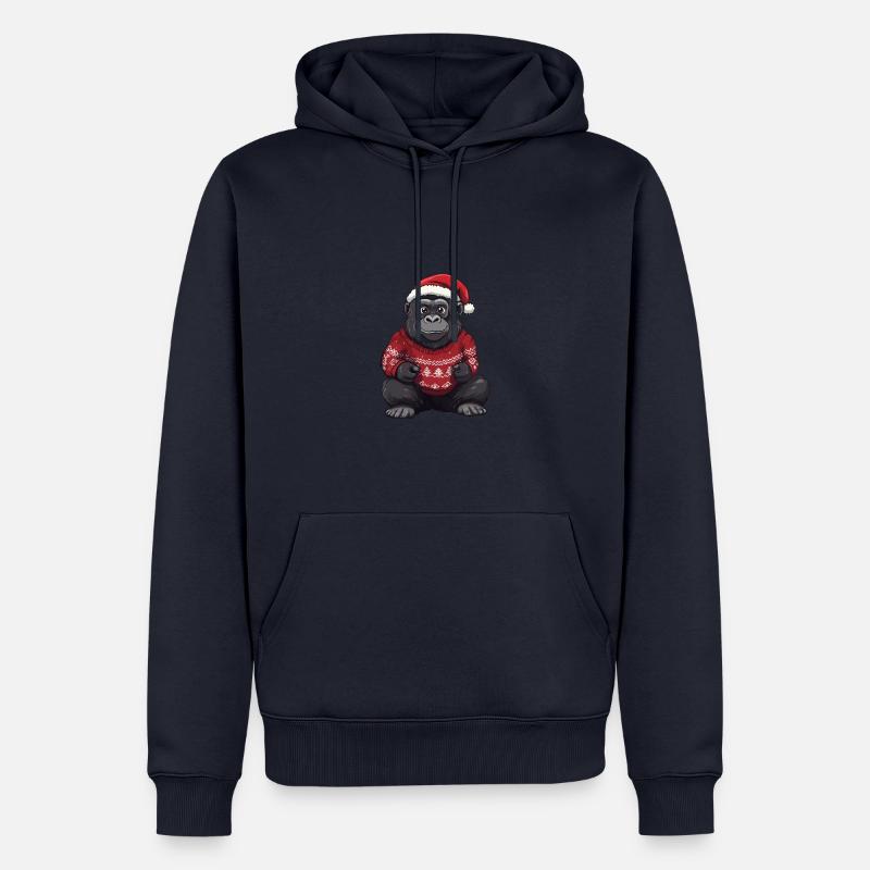 Gorilla Weihnachten Comic - Männer Premium Bio Hoodie - Navy