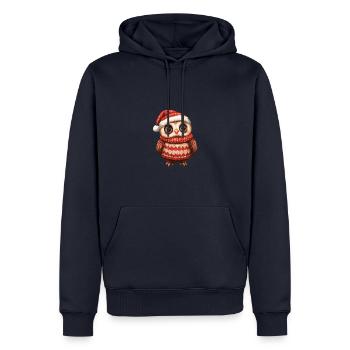 Eule Weihnachten Comic - Männer Premium Bio Hoodie - Navy - Vorne - Nico (187cm)