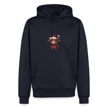 Bande dessinée de Noël Taureau - Sweat à capuche Premium bio Homme - bleu marine - Devant - Nico (187cm)
