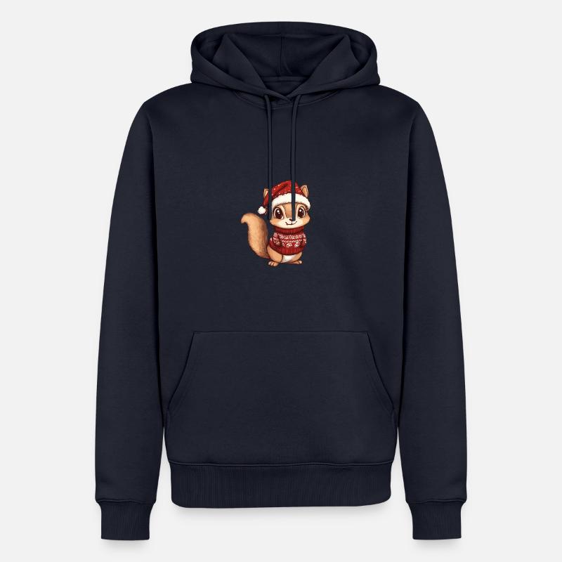 Bande dessinée de Noël écureuil - Sweat à capuche Premium bio Homme - bleu marine